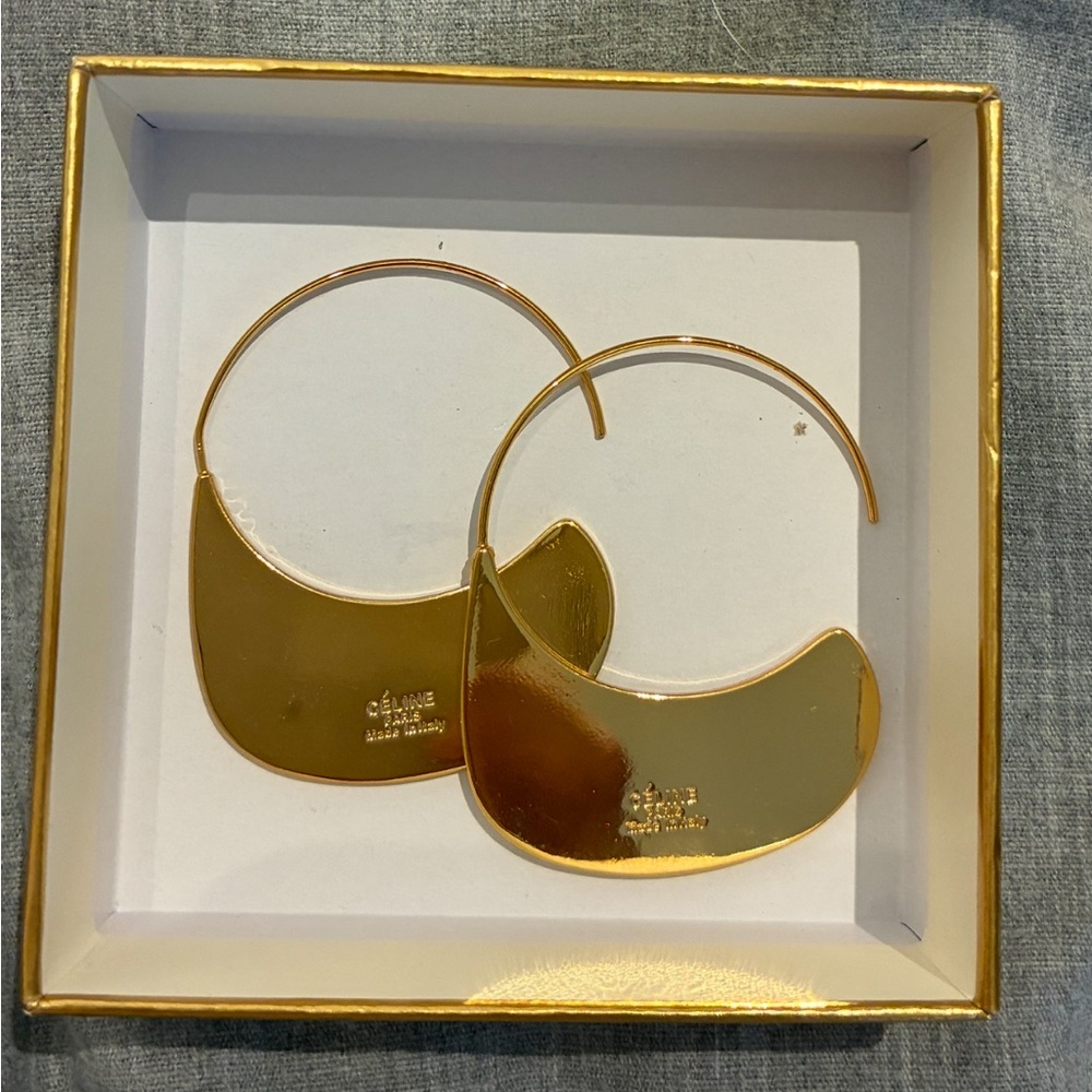 Gold Crescent Hoop Earrings